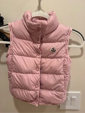 Moncler Kids Pink Quilted vest sleeveless jacket